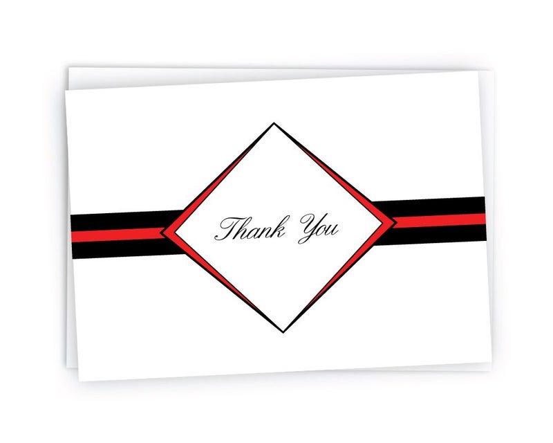 Black Tabby Studio Diamond Thank You Cards - 48 Cards & Envelopes (Red) - Image 1
